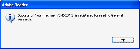 Successful! Your machine (Machine ID) is registered for reading GaveKal Research.
