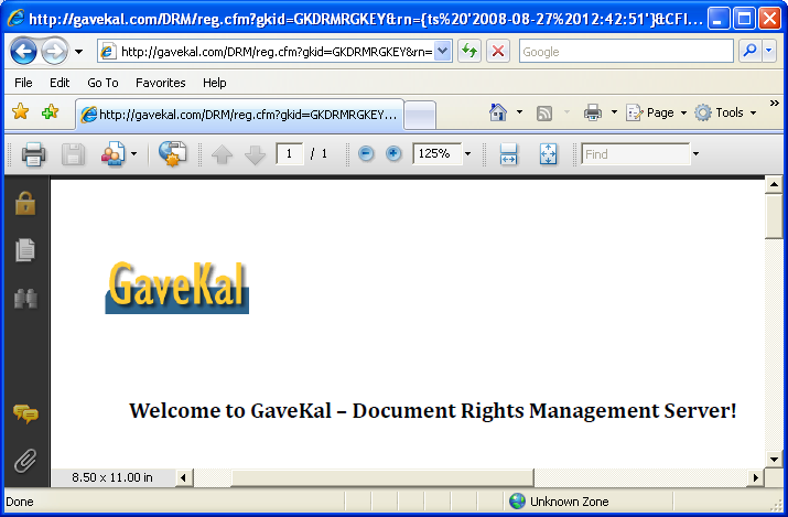Welcome message